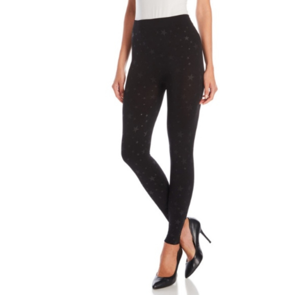 PINK ROSE Black Fleece Star Leggings